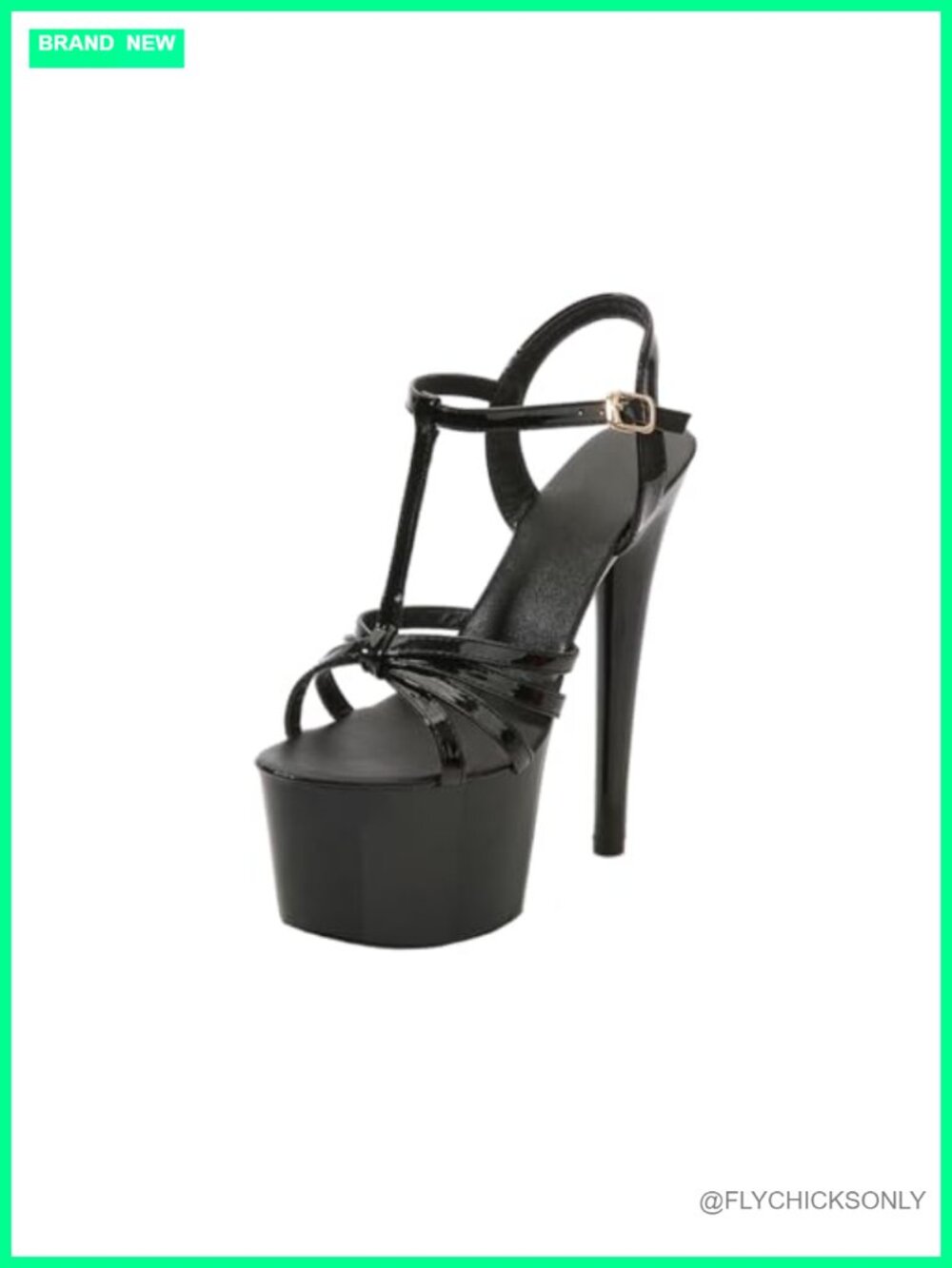 Womens Faux Leather T-Strap Open Toe Strappy Platform Heels 6.5 Inch